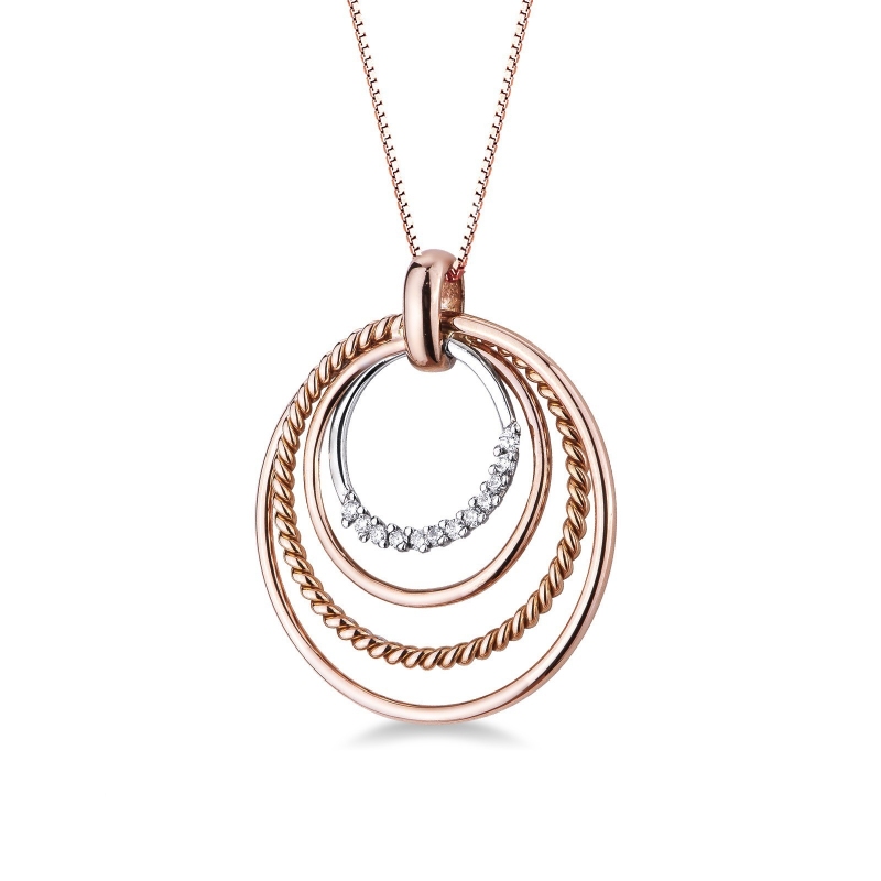 Fancy circles pendant in 18k white and rose gold