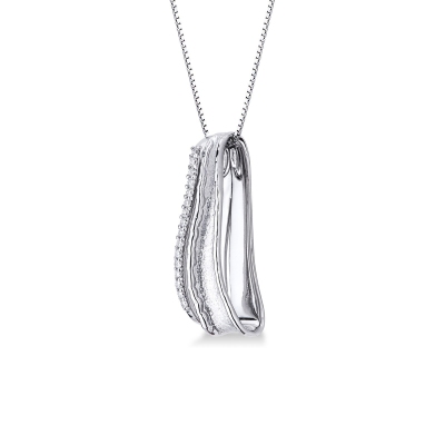 18k white gold necklace with 2 bands pendant, one with diamonds