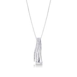 18k white gold necklace with 2 bands pendant, one with diamonds