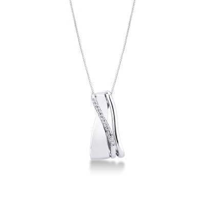 18k white gold bands pendant with diamonds