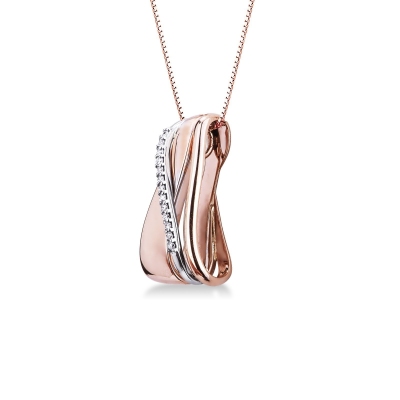 18k white and rose gold bands pendant with diamonds
