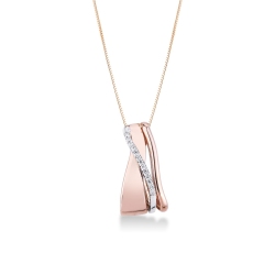18k white and rose gold bands pendant with diamonds