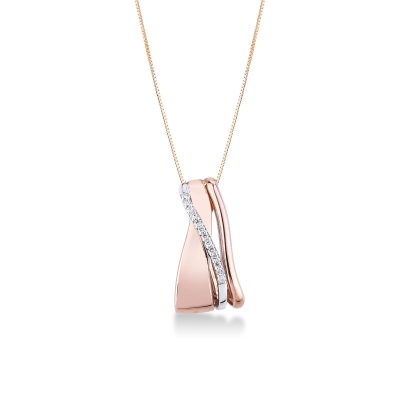 18k white and rose gold bands pendant with diamonds