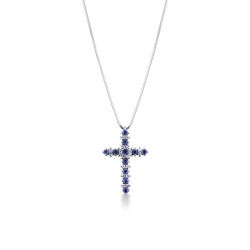18k white gold pendant with sapphires and diamonds