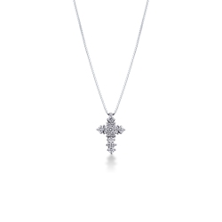 Cross pendant with round  cut diamonds