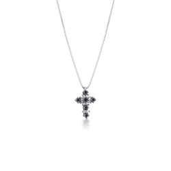 Cross pendant with black and white diamonds