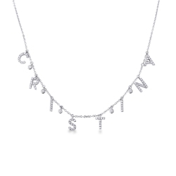 White gold 18k necklace with CRISTINA charms with round cut diamonds