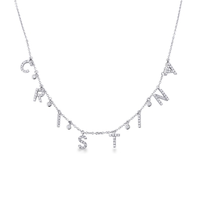 White gold 18k necklace with CRISTINA charms with round cut diamonds