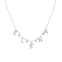 Necklace with ELENA charms with round cut diamonds