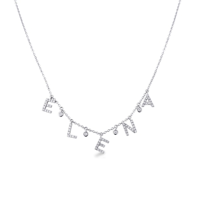 Necklace with ELENA charms with round cut diamonds