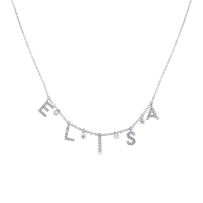Necklace with ELISA charms with round cut diamonds