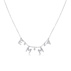 Necklace with EMMA charms with round cut diamonds