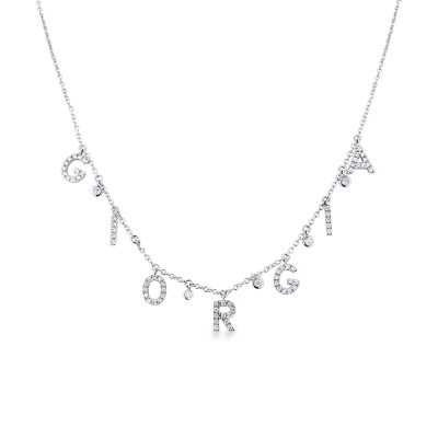 Necklace with GIORGIA charms with round cut diamonds