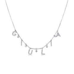White gold 18k necklace with GIULIA charms with round cut diamonds