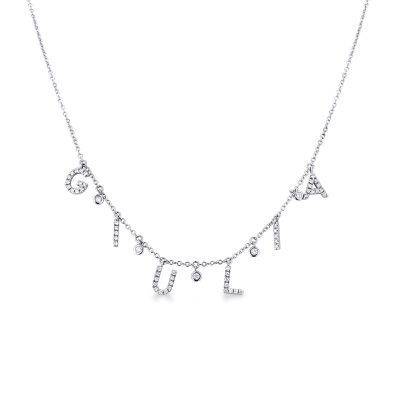 White gold 18k necklace with GIULIA charms with round cut diamonds