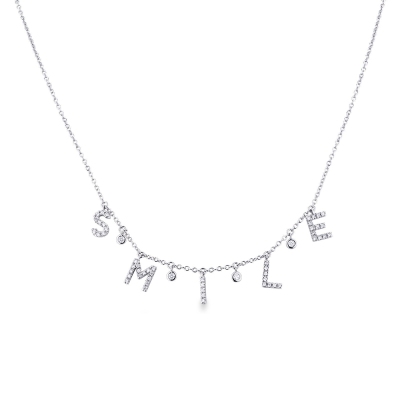 Necklace with SMILE charms with diamonds