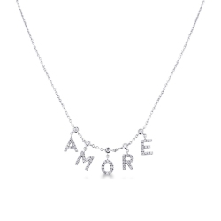 Necklace with AMORE charms with diamonds
