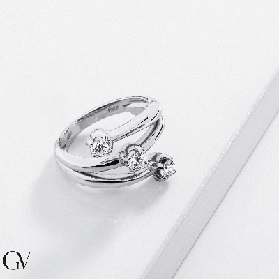 Trilogy ring with 0,45 ct diamonds white gold 18k 