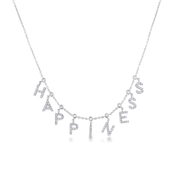 Necklace with HAPPINESS charms with diamonds