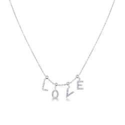 Necklace with LOVE charms with diamonds