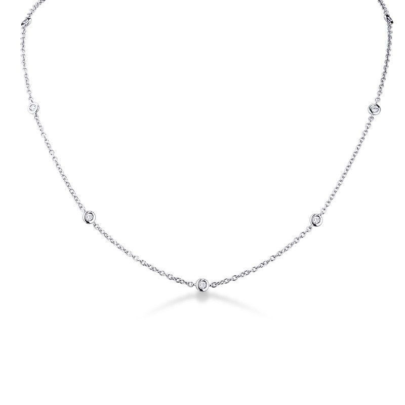 Collana in oro bianco 18k, cm 40, con diamanti