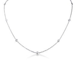Chain in 18k white gold with diamonds, 45 cm