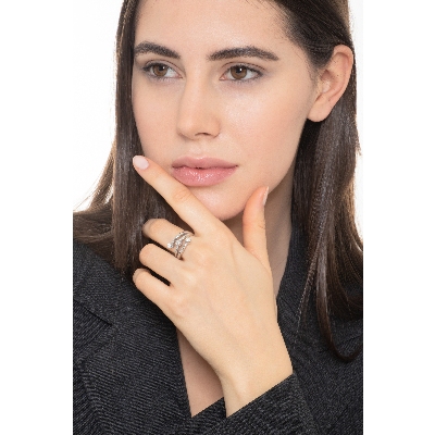 Trilogy ring with 0,45 ct diamonds white gold 18k 