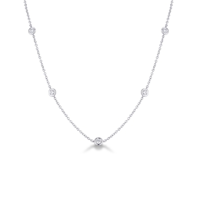 White gold 18k necklace with 9 bezel diamonds 