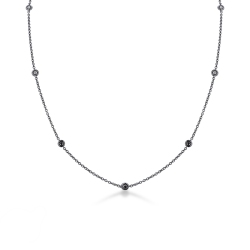 Burnished necklace with black diamonds