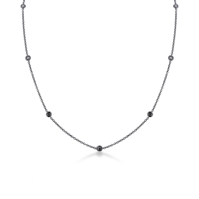 Burnished necklace with black diamonds