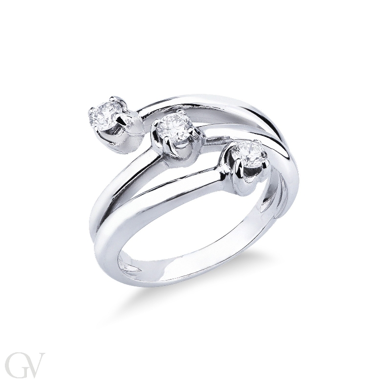 Trilogy ring with 0,45 ct diamonds white gold 18k 