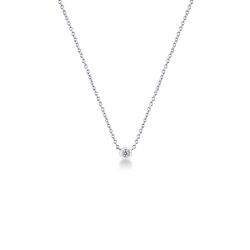 Solitaire round cut diamond necklace in 18k white gold