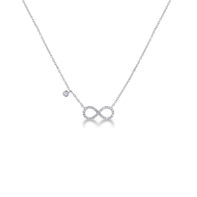 18k white gold infinity pendant with diamonds