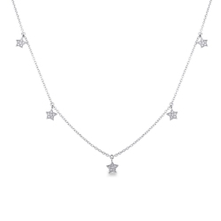 Necklace with star charms and diamonds