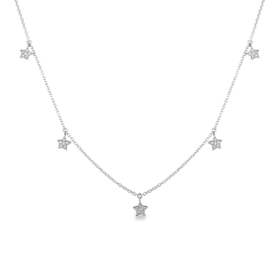 Necklace with star charms and diamonds