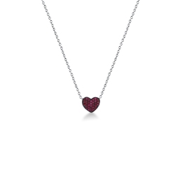 18k white gold burnished gold heart pendant with rubies