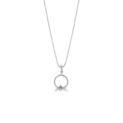 Spheres circle pendant with round cut diamond