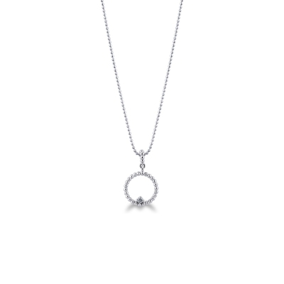 Spheres circle pendant with round cut diamond