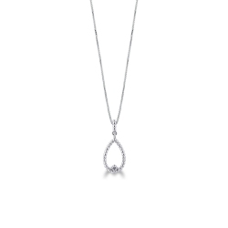 White gold 18k drop shaped pendant with diamond 