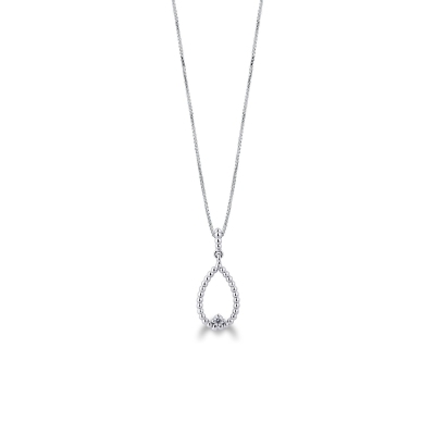 White gold 18k drop shaped pendant with diamond 