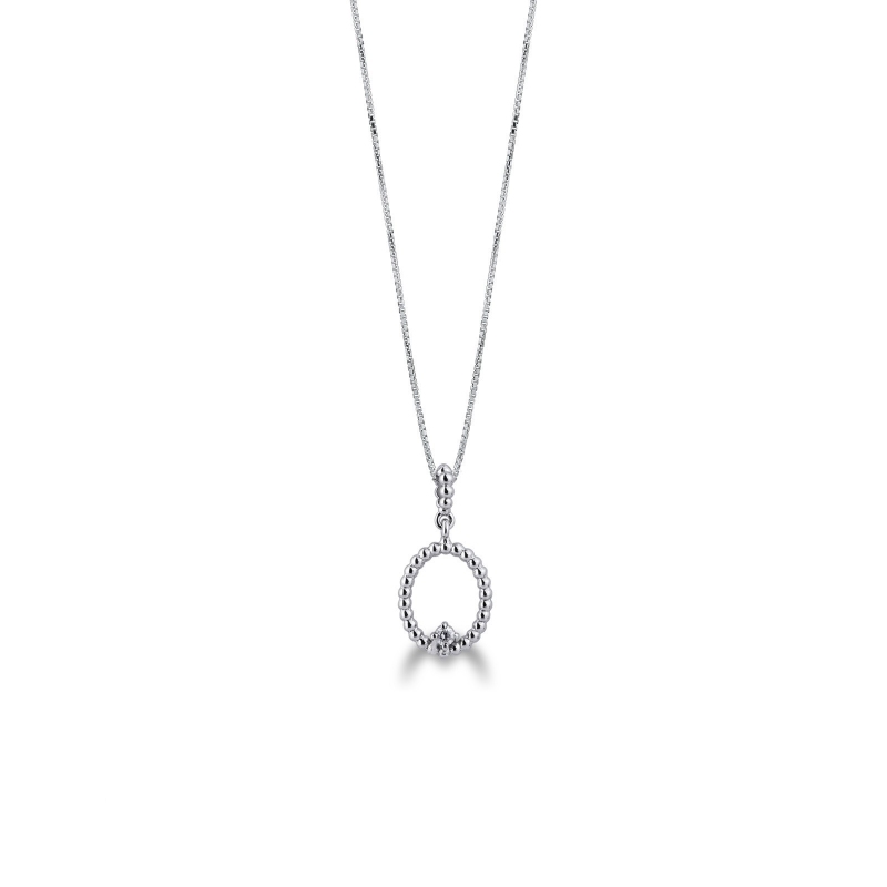 White gold 18k oval pendant with diamond 