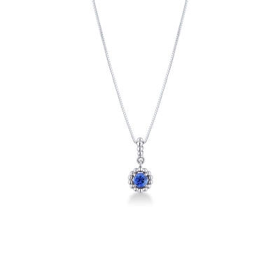 18k white gold pendant with spheres and blue sapphire
