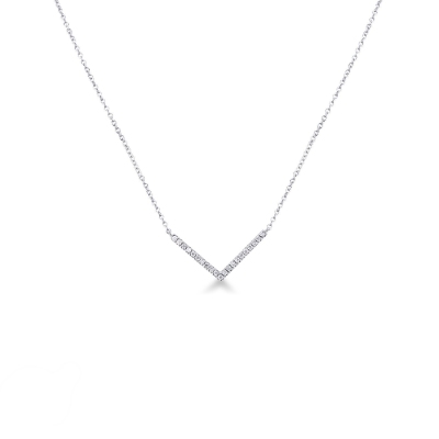 18k white gold necklace with a V of diamonds