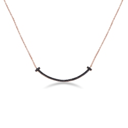 18k rose gold necklace with black diamonds pavè