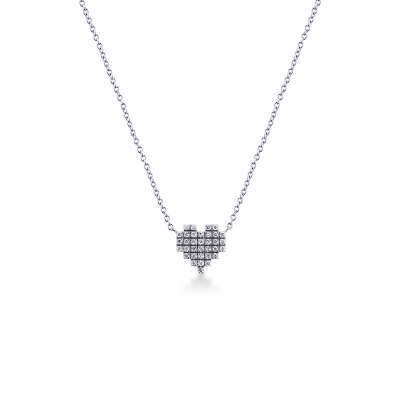 Pixeled heart pendant with diamonds