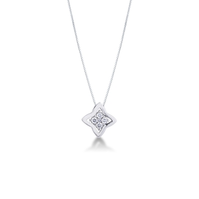 Pendant in 18k white gold with 4 diamonds