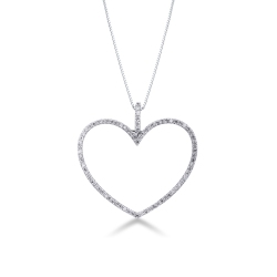 White gold 18k heart pendant with diamonds