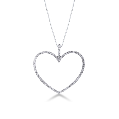 White gold 18k heart pendant with diamonds