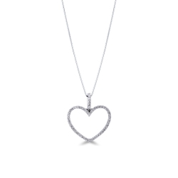 White gold 18k heart pendant with diamonds
