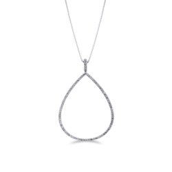 White gold 18k drop shape pendant with diamonds